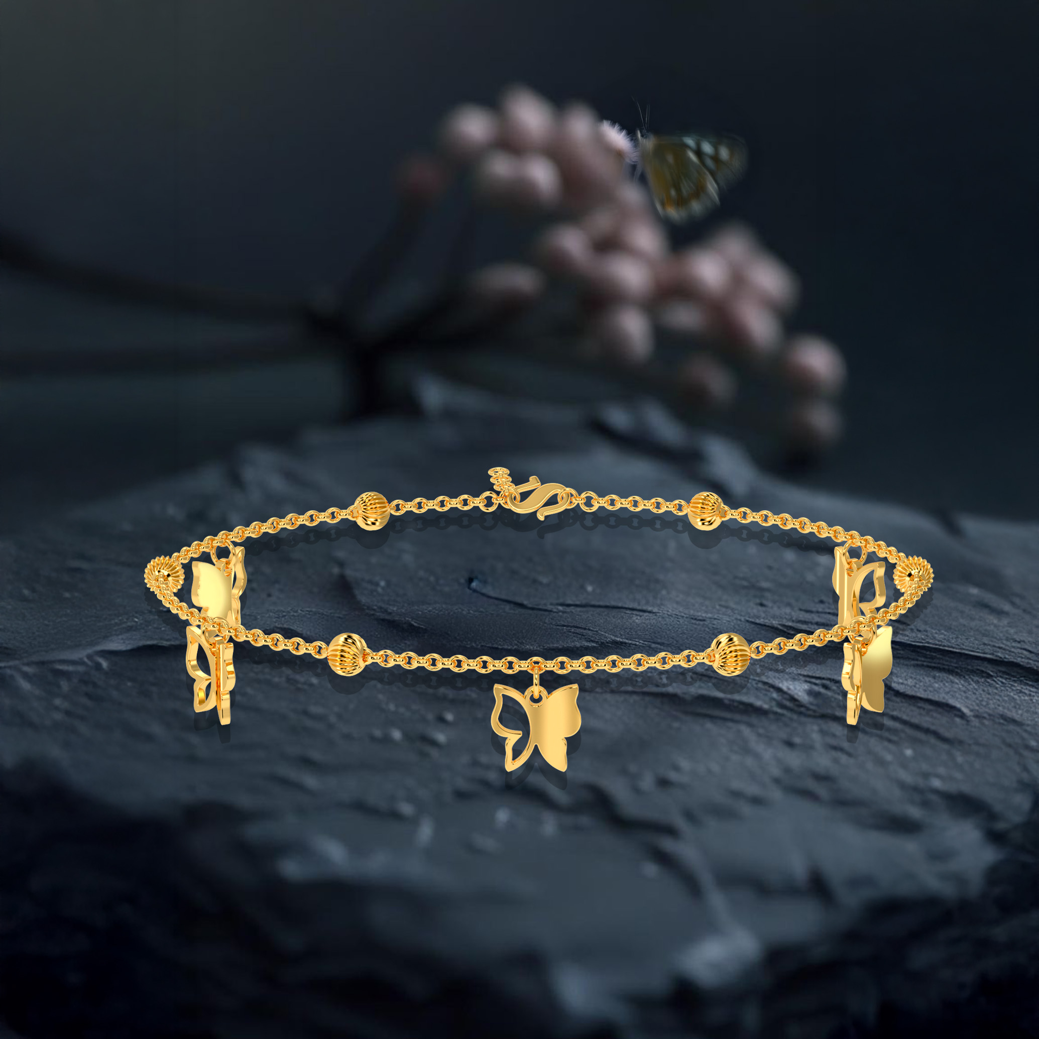 Golden Flutter Charm Bracelet