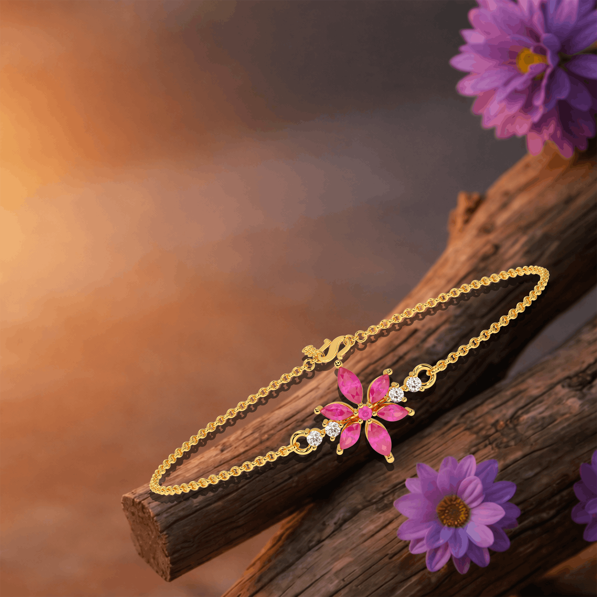 Ruby Blossom Bracelet