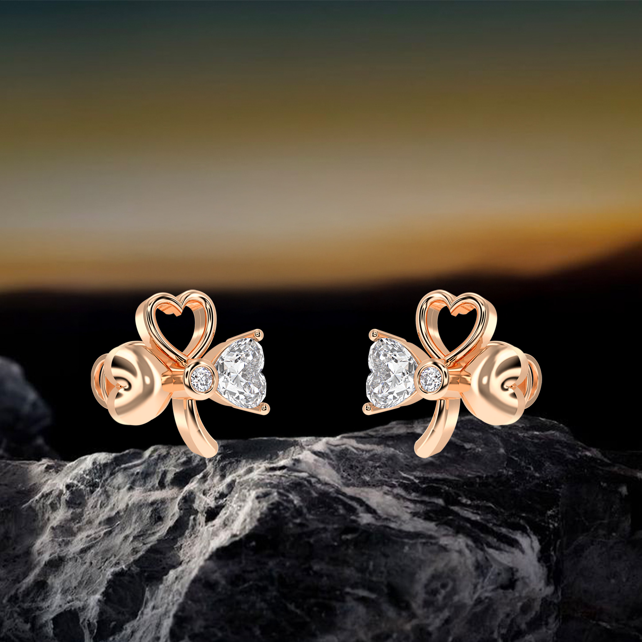 Eternal Bloom Heart-Leaf Studs