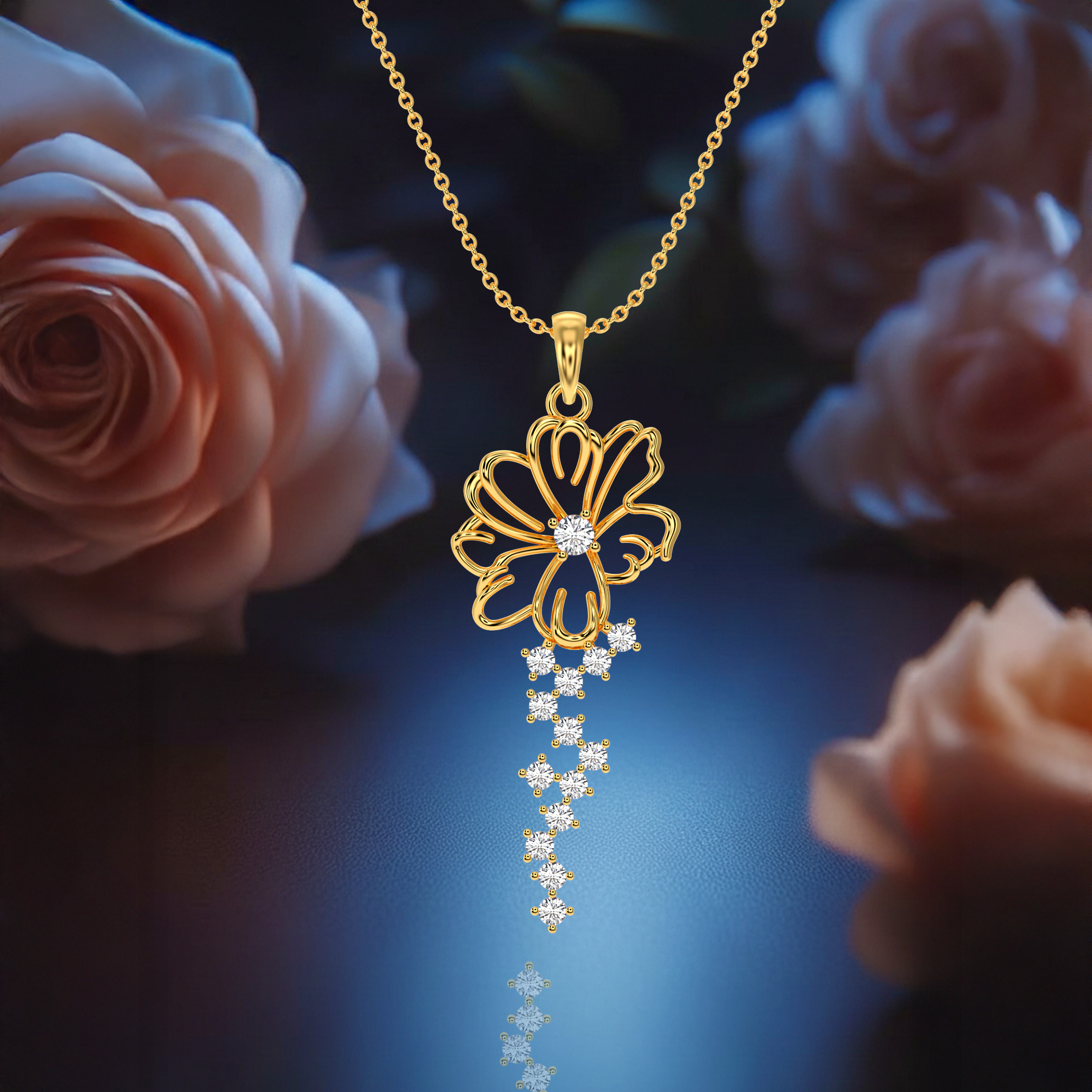 Floral cascade pendant