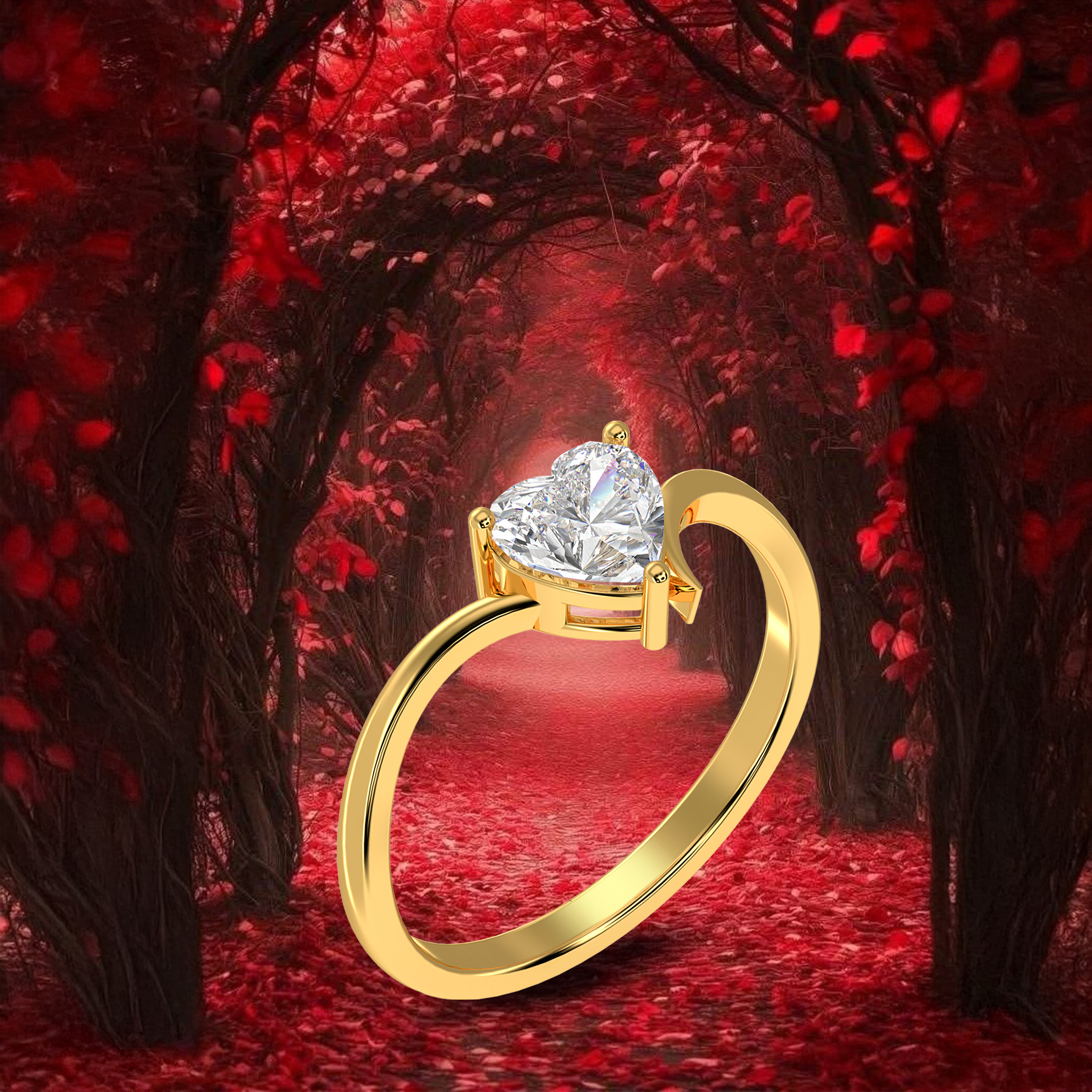 Heart solitaire ring