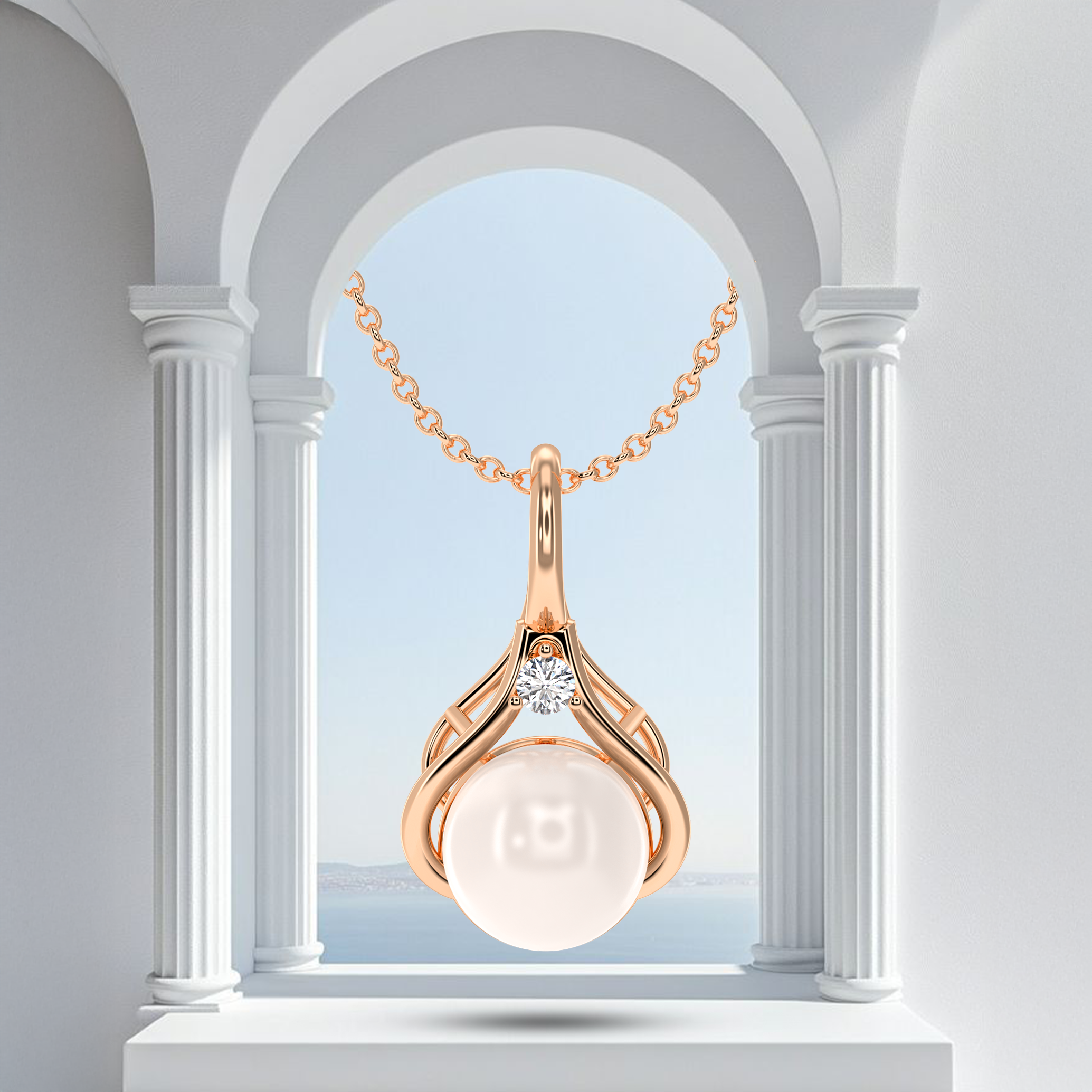 Palladium pearl pendant