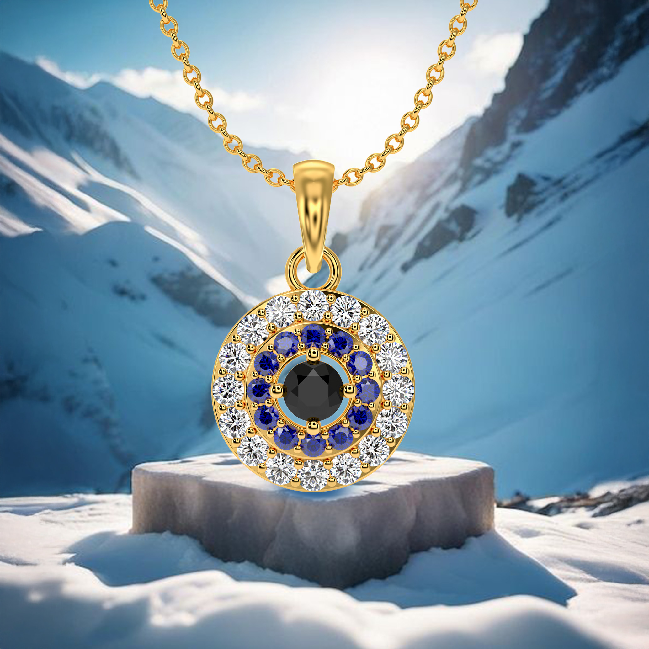 Round evil eye pendant