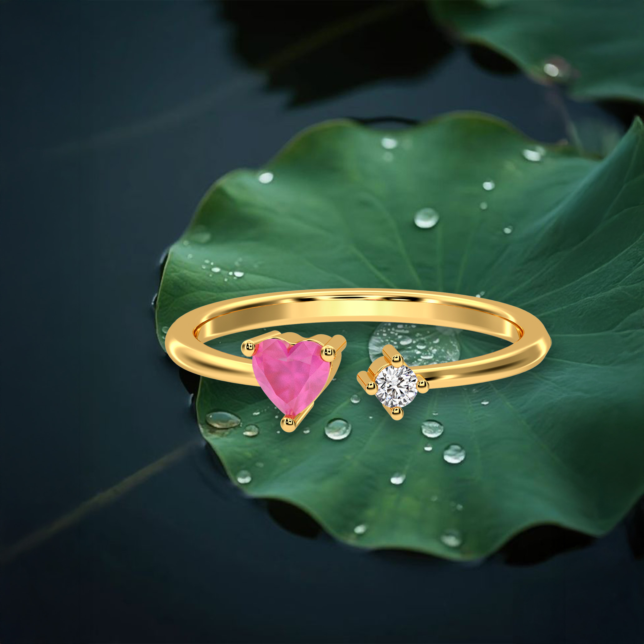 Heart ruby open ring