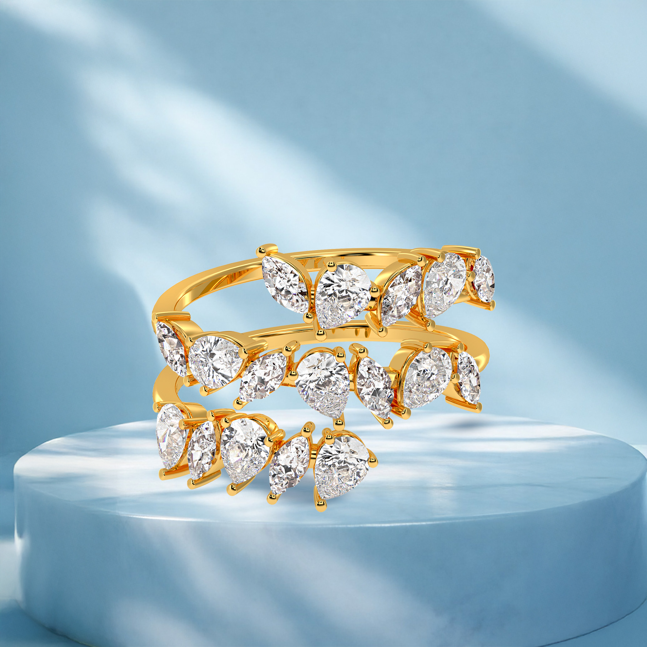 Triple tier pear wrap ring