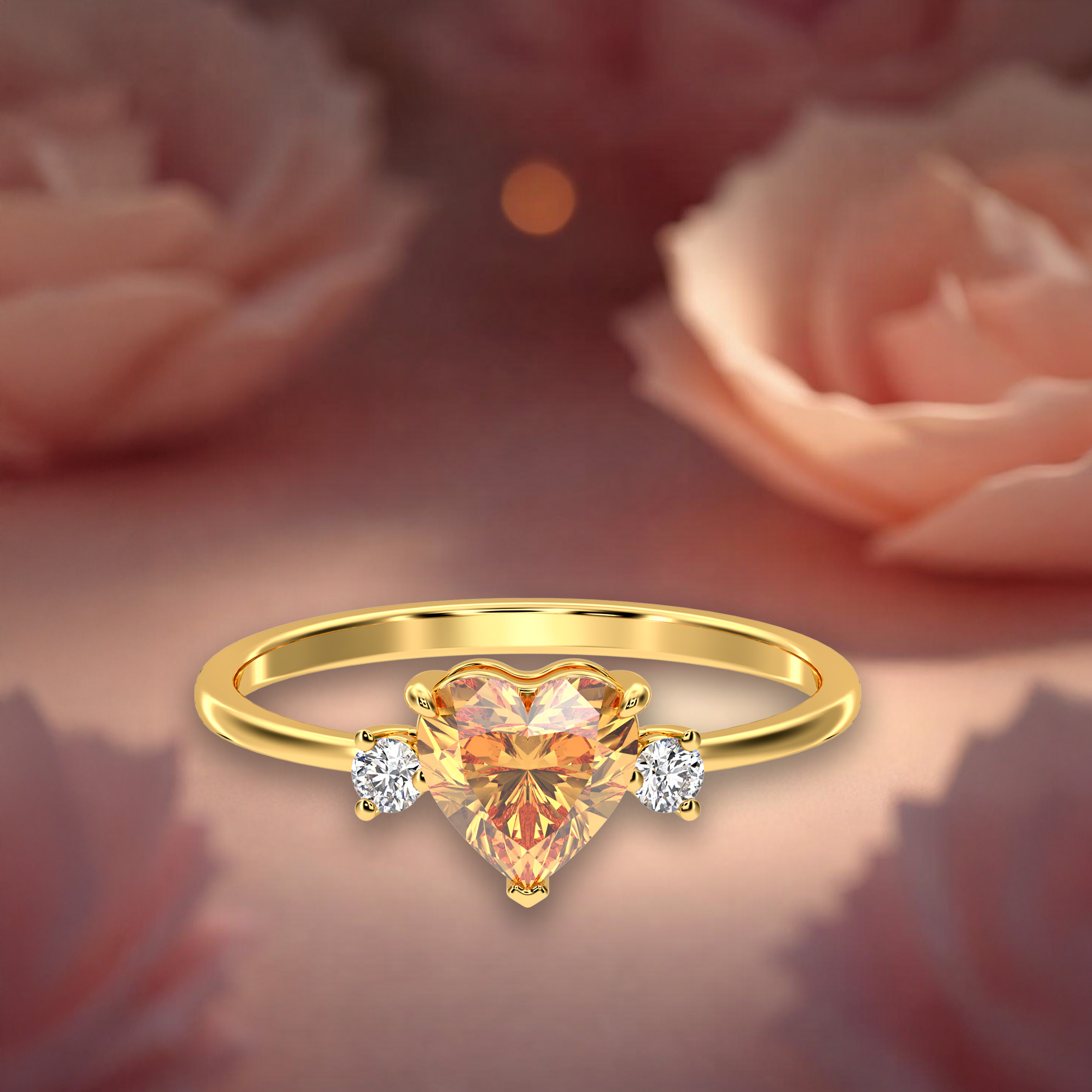 Champagne heart ring